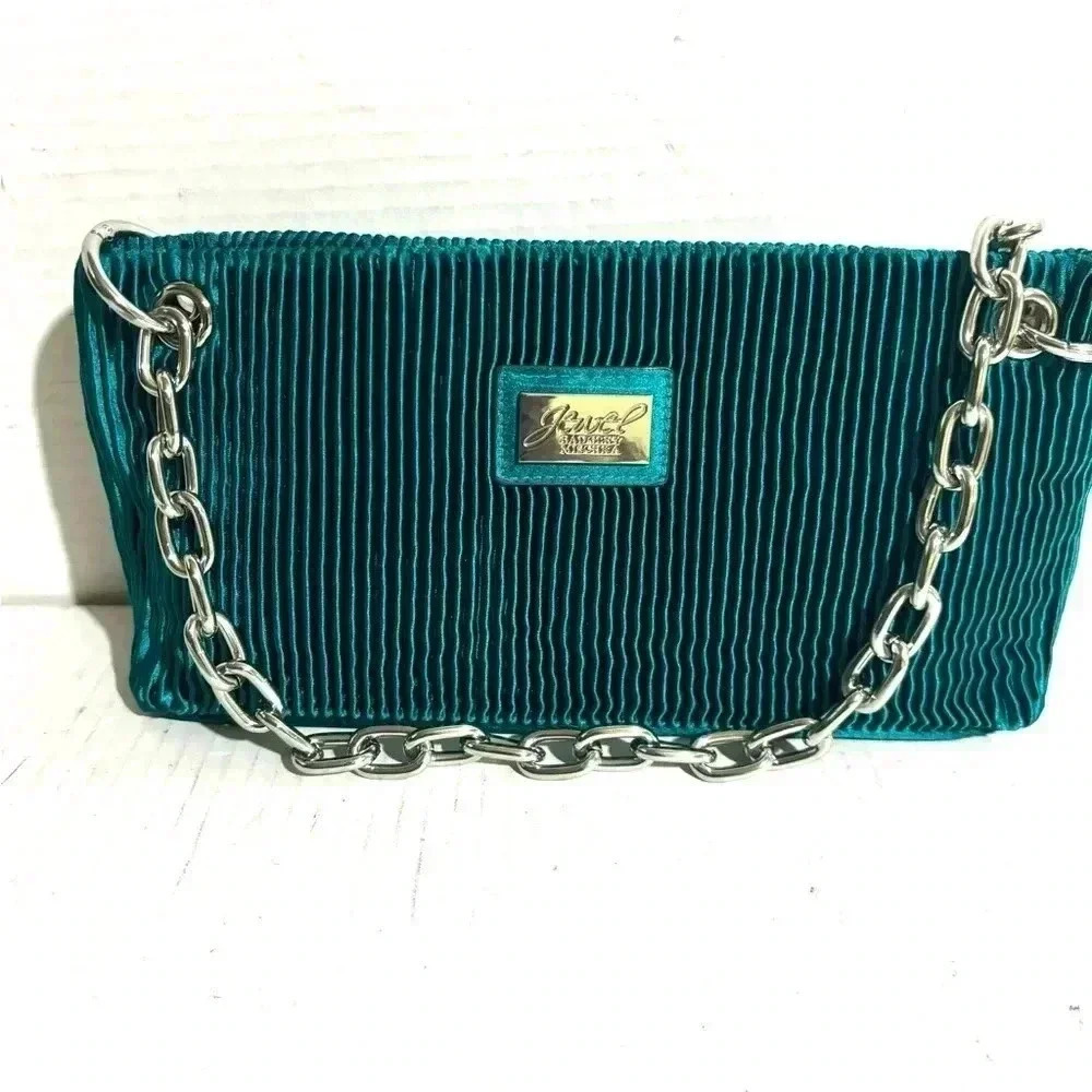 Jewel Badgley Mischka  jewel green polyester shoulder